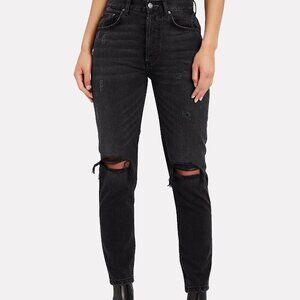 Boyish Billy High Rise Straight Leg Touch Evil Black Distressed Denim Jeans 23